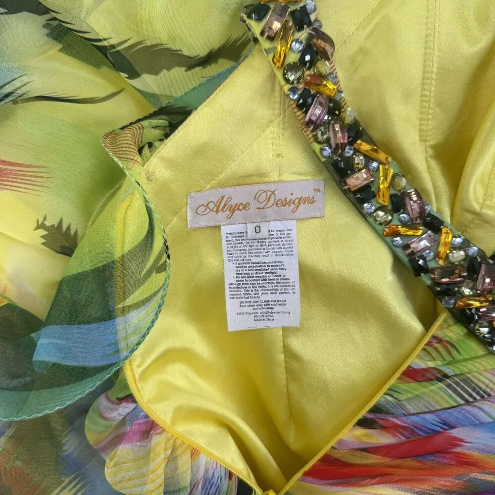 Alyce Designs Multicolor Yellow Jeweled Trumpet Dress - Picture 8 of 9